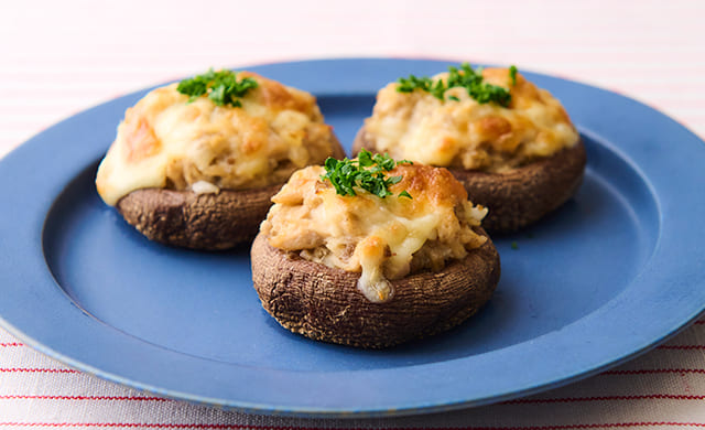 しいたけのツナマヨチーズ焼きの写真