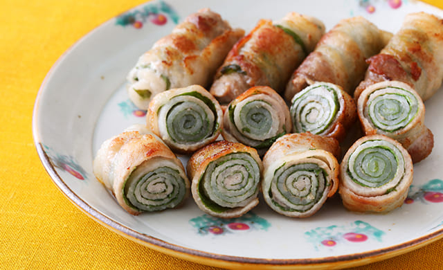 大葉と豚肉のくるくる巻きの写真