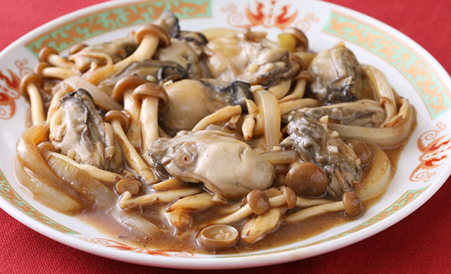 牡蠣としめじのオイスター炒めの写真