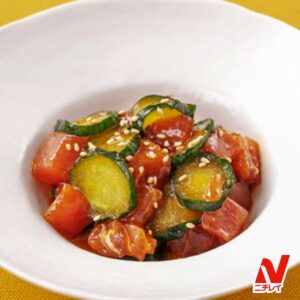 きゅうりとまぐろのユッケ風