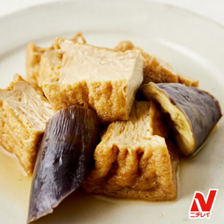 【厚揚げとなすの煮物】さっとできて甘辛い煮汁がジュワッと染み込む